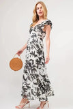 And The Why Ruffled Sleeve Tiered Floral Print Maxi Dress - Trendsi