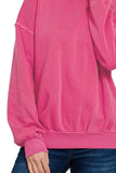 Zenana Soft Fleece Pigment Dye Round-neck Sweatshirts - Trendsi
