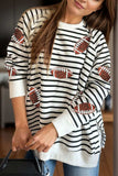 Sequin Football Striped Long Sleeve Sweatshirt - Trendsi - Flyclothing LLC