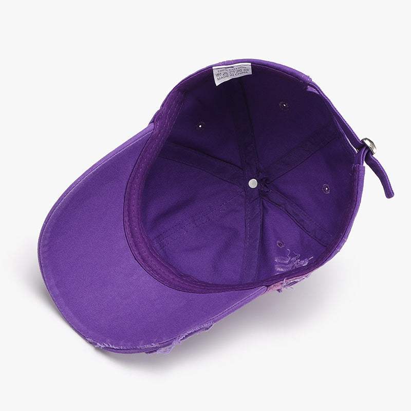 Distressed Adjustable Cotton Baseball Cap - Trendsi - Flyclothing LLC