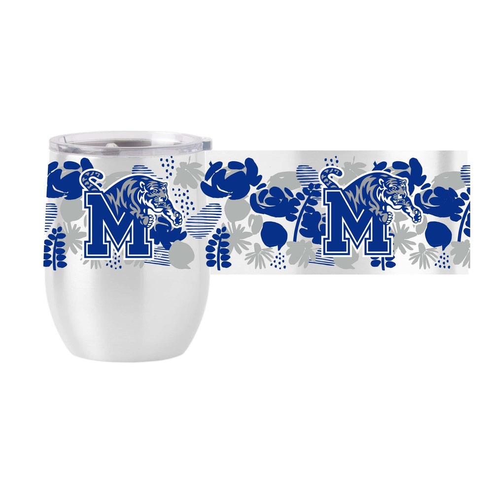 Memphis 16oz Floral Stainless Curved Beverage - Logo Brands - Flyclothing LLC