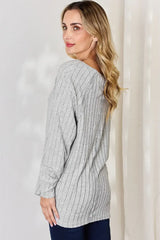 Basic Bae Full Size Ribbed Round Neck Slit T-Shirt - ShopBasicbae - Flyclothing LLC