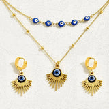 Stainless Steel Resin Necklace and Earrings Jewelry Set - Trendsi - Flyclothing LLC