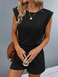Round Neck Cap Sleeve Romper - Trendsi - Flyclothing LLC