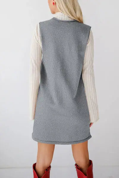 Lovelet Pocketed V-Neck Mini Sweater Overall Dress - Trendsi - Flyclothing LLC