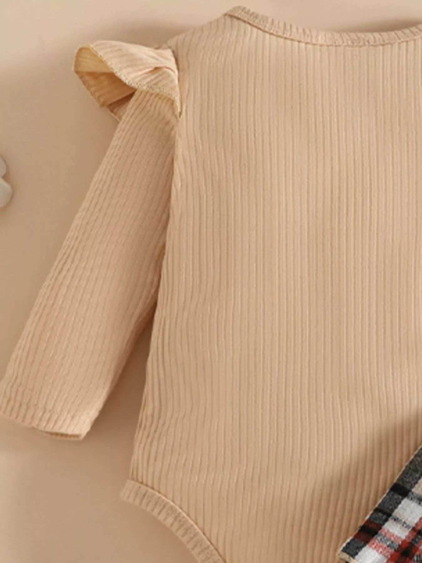 Children's Ruffled Ribbed Bodysuit and Skirt Set with Headband - Trendsi - Flyclothing LLC