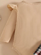Children's Ruffled Ribbed Bodysuit and Skirt Set with Headband - Trendsi - Flyclothing LLC