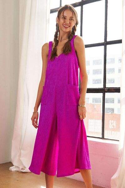 ADORA Textured Wide-Leg Jumpsuit - Trendsi - Flyclothing LLC