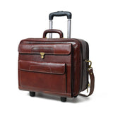 Wanderer Leather Trolly Suitcase Bag - Classy Leather Bags - Flyclothing LLC