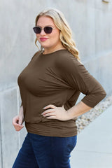 Basic Bae Full Size Round Neck Batwing Sleeve Top - ShopBasicbae - Flyclothing LLC