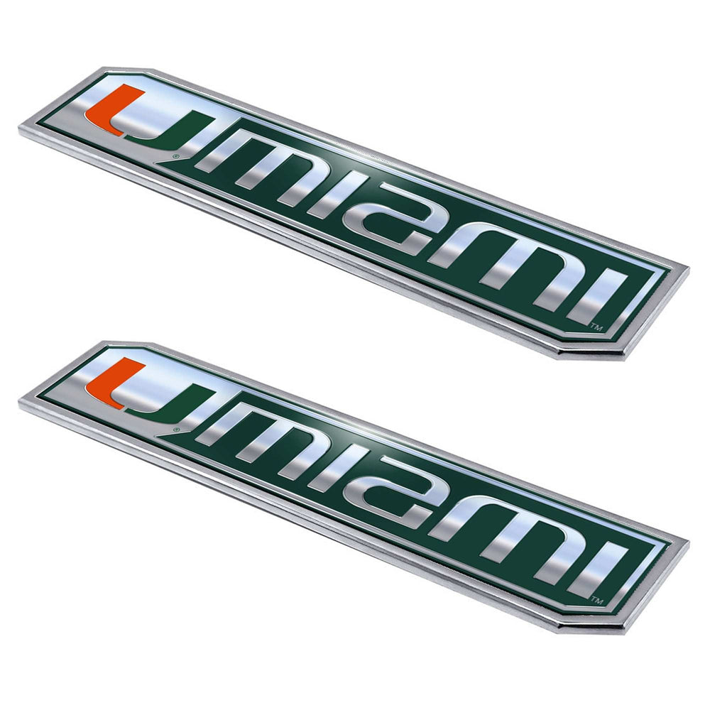 University of Miami Embossed Truck Emblem 2-pk - Logo Brands - Flyclothing LLC