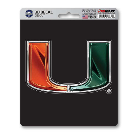 University of Miami 3D Decal - Logo Brands - Flyclothing LLC