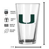 Miami 16oz Gameday Pint Glass - Logo Brands - Flyclothing LLC