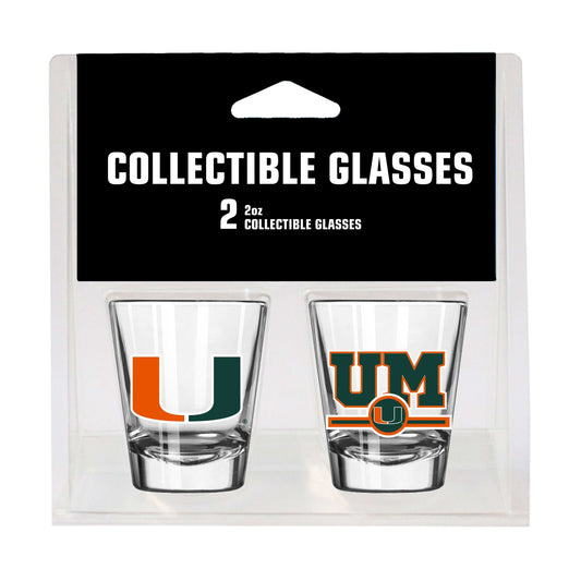 Miami Campus Colors 2oz Letterman Shot Glass 2 Pack - Logo Brands - Flyclothing LLC