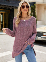 Round Neck Long Sleeve T-Shirt - Trendsi - Flyclothing LLC