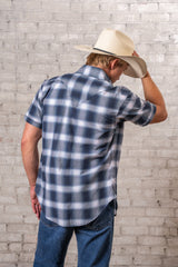 Rockmount Ranch Wear Men's Blue & White Shadow Plaid Short Sleeve Western Shirt - Rockmount Clothing - Flyclothing LLC