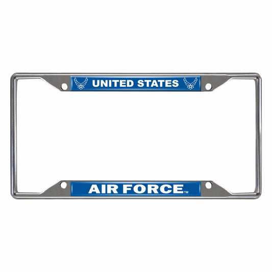 U.S. Air Force Chrome Metal License Plate Frame, 6.25in x 12.25in