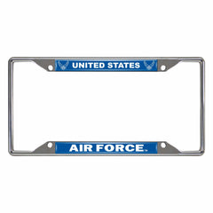 U.S. Air Force Chrome Metal License Plate Frame, 6.25in x 12.25in