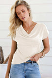 Cowl Neck Short Sleeve T-Shirt - Trendsi - Flyclothing LLC