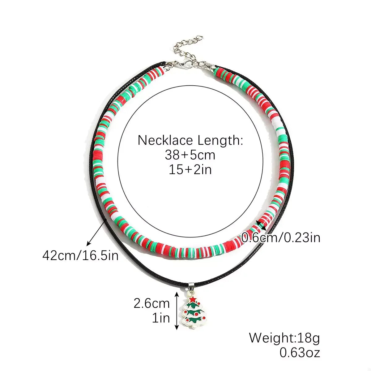 Colorful Double Layered Necklace with Christmas Tree Pendant - Trendsi - Flyclothing LLC