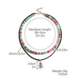 Colorful Double Layered Necklace with Christmas Tree Pendant - Trendsi - Flyclothing LLC