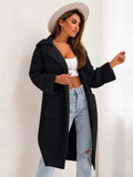 Pocketed Collared Neck Dropped Shoulder Cardigan - Trendsi - Flyclothing LLC