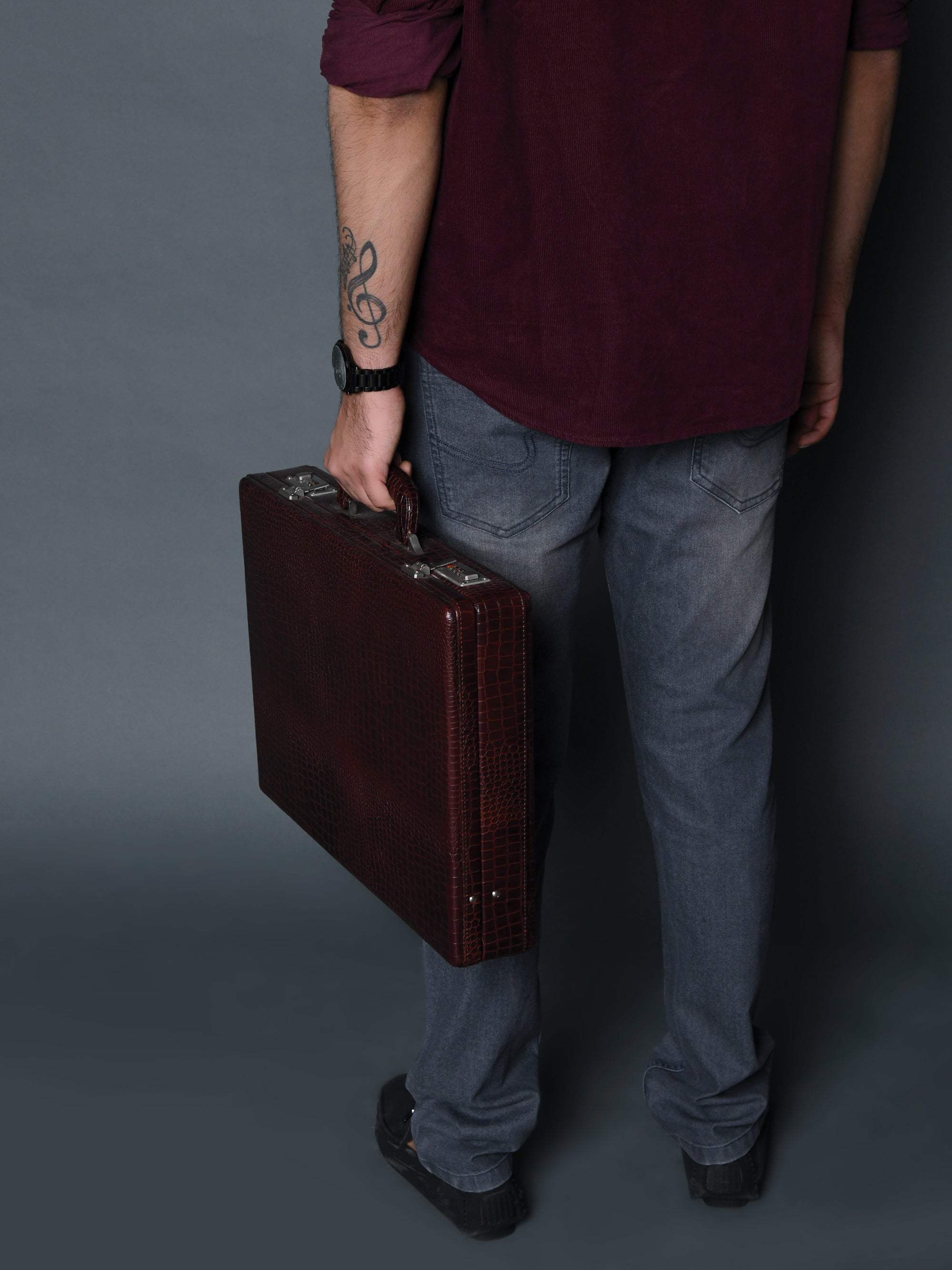 Executive Croco Leather Briefcase/Suitcase- Brown - Classy Leather Bags - Flyclothing LLC