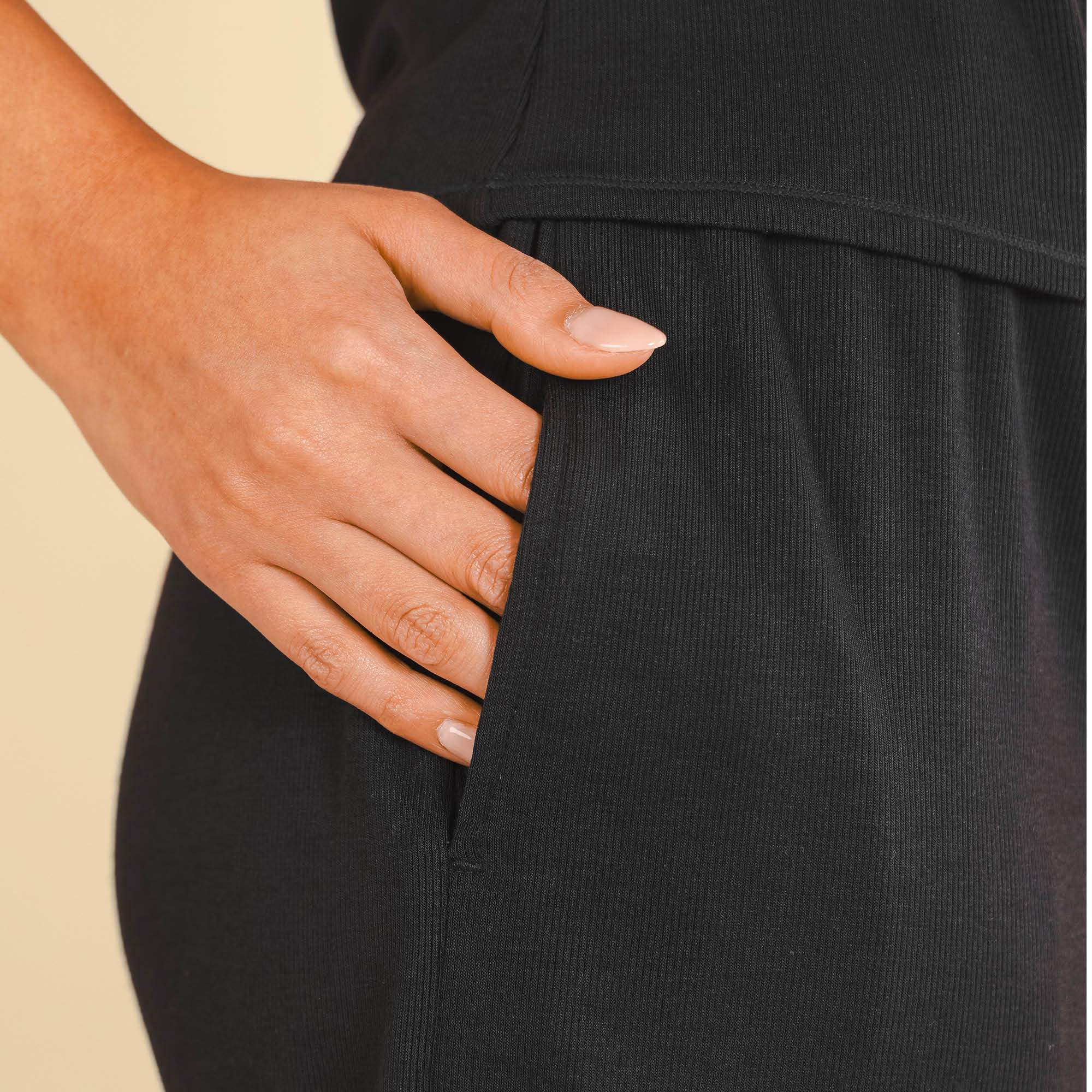 The Threat Level Midnight | Black Ribbed Pajama Short Set - Shinesty - Flyclothing LLC