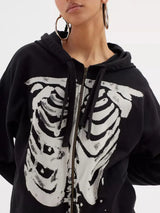 Skeleton Zip Up Drawstring Hoodie - Trendsi - Flyclothing LLC
