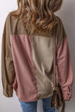 Button Up Color Block Long Sleeve Shacket - Trendsi - Flyclothing LLC