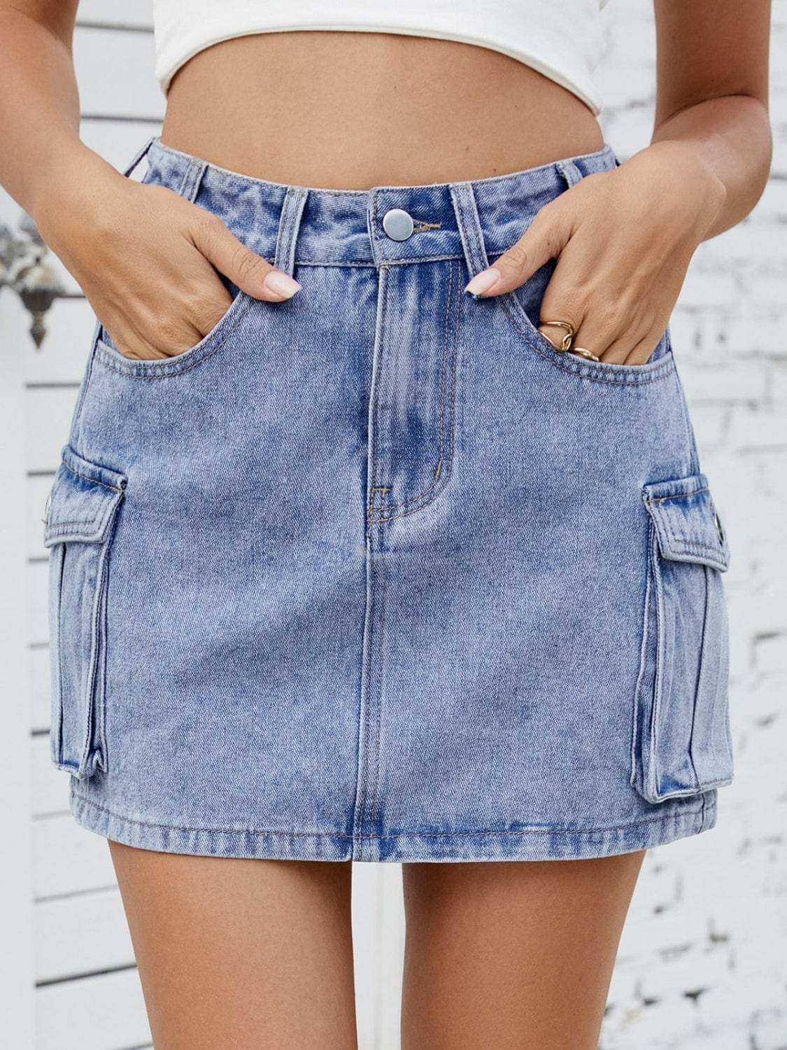 Cargo Denim Skirt - Trendsi - Flyclothing LLC