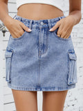 Cargo Denim Skirt - Trendsi