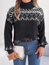 Turtleneck Dropped Shoulder Sweater - Trendsi - Flyclothing LLC