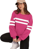 Lovelet Striped Round Neck Dropped Shoulder Sweatshirt - Trendsi - Flyclothing LLC