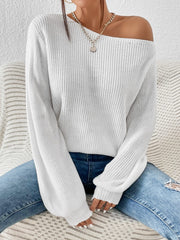 Honey Single Shoulder Long Sleeve Sweater - Trendsi
