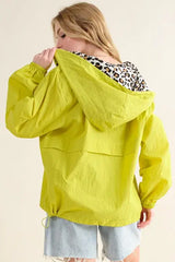 And The Why Leopard Print Hoodie Zipper Up Pocket Windbreaker - Trendsi - Flyclothing LLC