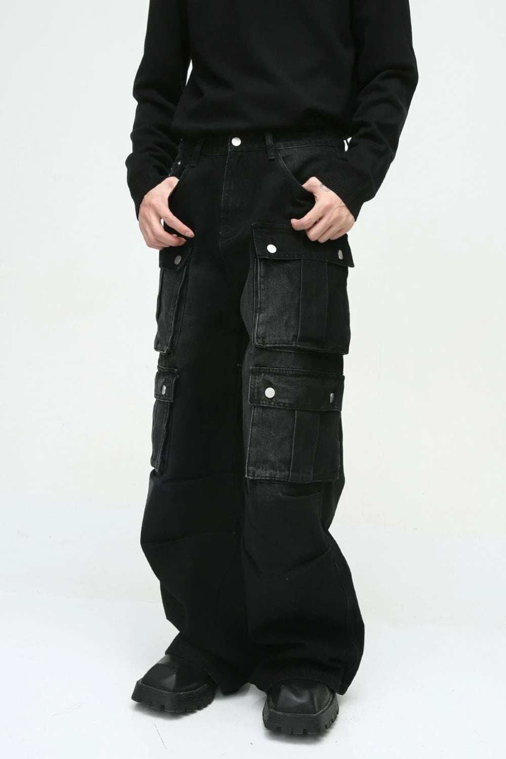 Multi-Pocket Cargo Wide-Leg Jeans - Trendsi - Flyclothing LLC
