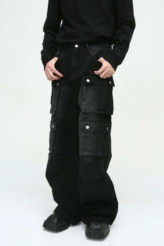 Multi-Pocket Cargo Wide-Leg Jeans - Trendsi - Flyclothing LLC