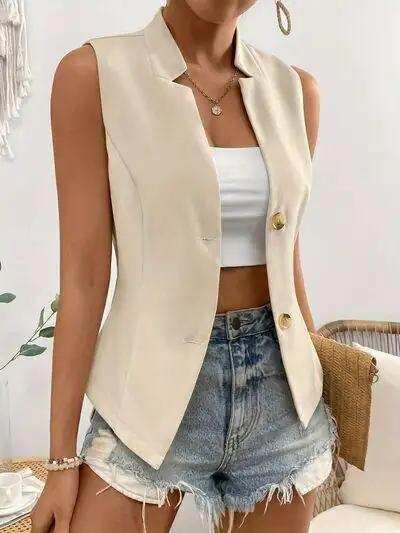 Button Down Vest Coat - Trendsi - Flyclothing LLC