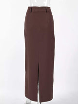 Elegant Lace-Trimmed Slit A-Line Skirt - Trendsi - Flyclothing LLC