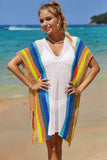 Double Take Openwork Striped Slit Knit Cover Up - Trendsi - Flyclothing LLC