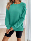 Ivy Lane Round Neck Long Sleeve Sweatshirt - Trendsi - Flyclothing LLC