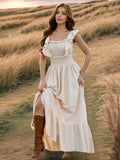 Ruffled Smocked Square Neck Maxi Dress - Trendsi