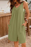 Casual V-Neck Sleeveless Romper with Pockets - Trendsi - Flyclothing LLC