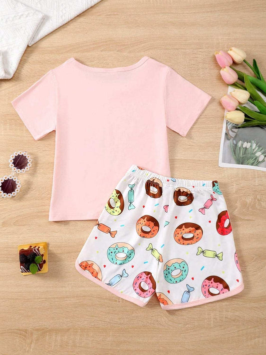 Children's Donut Round Neck Top and Pants Set - Trendsi - Flyclothing LLC