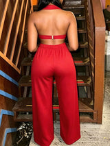 Eyelet Crop Top and Wide-Leg Pants Set - Trendsi - Flyclothing LLC