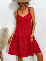 Crisscross Double Spaghetti Straps Tiered Cami Dress - Trendsi - Flyclothing LLC