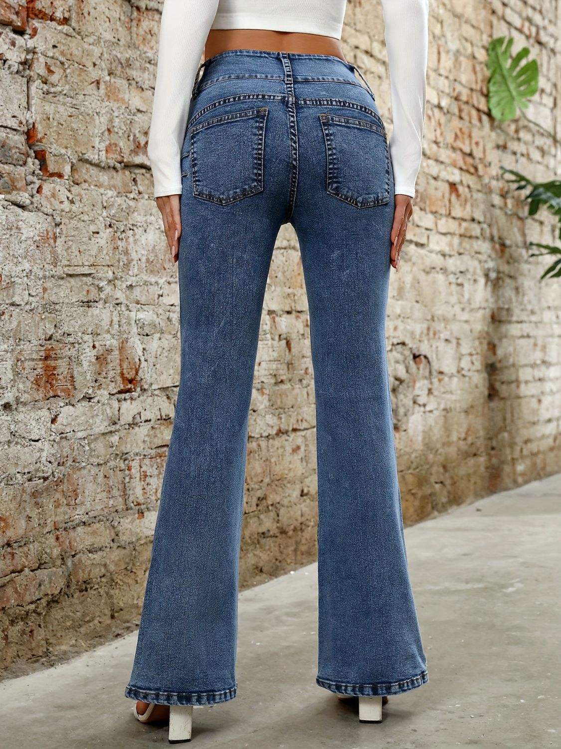 Bootcut Jeans with Pockets - Trendsi - Flyclothing LLC