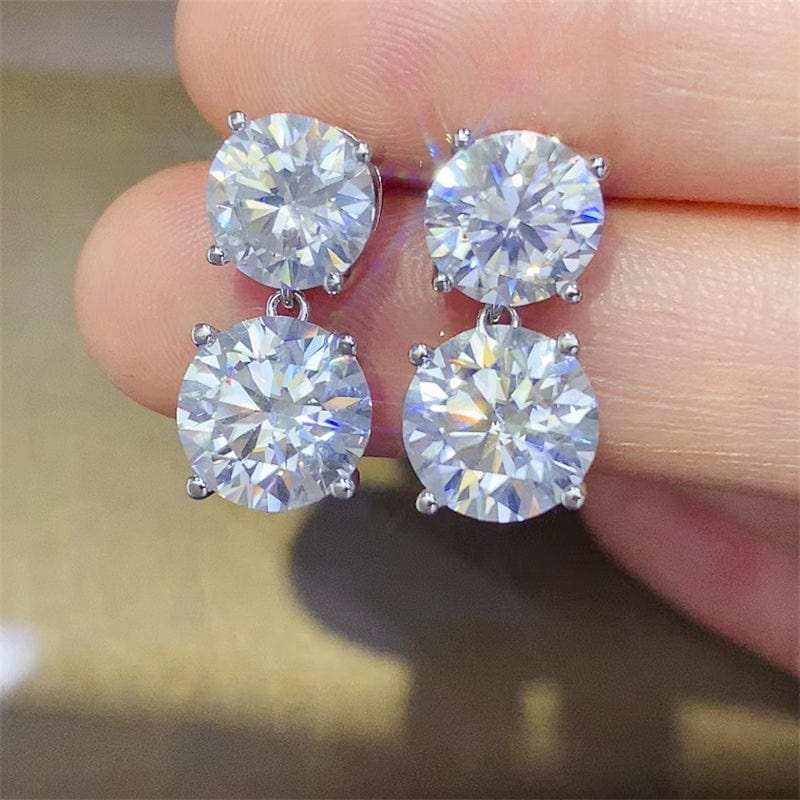 10 Carat Moissanite 925 Sterling Silver Earrings - Trendsi - Flyclothing LLC