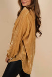 Button Down Loose Fit Velvet Shirt - Trendsi - Flyclothing LLC